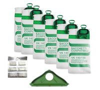 6 Sacchetti folletto vk140/150 + 6 Profumi + 1 Piastra con Setole - in Tessuto MICROFIBRA A 5 STRATI - Alta Resistenza con Chiusura Antipolvere Ricambio per Aspirapolvere Domestico