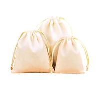 6 sacchetti in velluto, piccoli sacchetti in tessuto con coulisse, in velluto, da riempire, per gioielli, matrimonio, Natale, compleanno, feste, regalo, 20 x 25 cm, beige