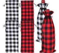 6 sacchetti per bottiglie di vino scozzesi con sacchetto regalo decorativo con