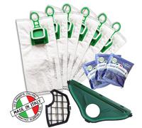 6 SACCHETTI PER FOLLETTO VK 140 VK 150 ITALY CON PROFUMI FILTRO E SPAZZOLA HD40