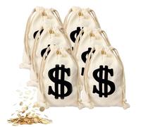 6 sacchetti per monete con logo USD, 30 x 25 cm, in cotone, set regalo per anniversario di matrimonio, festa della scuola e regali di denaro