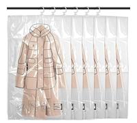 6 Sacchetti Sottovuoto Vestiti da Appendere,(70*110cm) Buste Sottovuoto Vestiti Riutilizzabile, Vacuum Storage Bags Salvaspazio Trasparenti, Sacchi Sottovuoto Salvaspazio per Abiti, Cappotti e Giacche