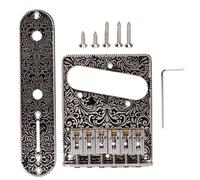 6 - Saddle Metal Bridge Replacement Kit with Iron Plate, Spanner Wrench and Screws for Electric Guitar, Standard Mounting Spacing 3.3 cm