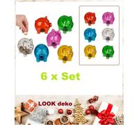 6 salvare il maiale-Piggy Set-blu-verde-giallo-rosso-rosso-botton-botton-plug