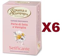 6 SAPONETTA SPUMA DI SCIAMPAGNA SAPONE PERLE DI SETA E VANIGLIA SETIFICANTE 90g