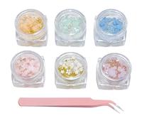 6 Scatole Di 3D Fiore Chiodo Gioielli E 1 Pezzo Di Pinzette, Chiodo Gemma Accessori, Adatto Per Le Ragazze Chiodo Fai Da Te, Decorazione Del Chiodo, Creazione Fatta A Mano.