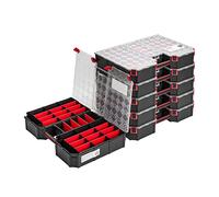 6 scatole modulate XXL - 390 x 577 x 105 mm - Cassetta per piccoli pezzi con coperchio trasparente - Cassetta degli attrezzi con scomparti estraibili