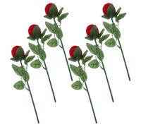 6 scatole per anelli con fiori di rosa rossa - Scatola per gioielli e