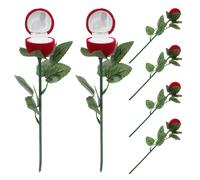 6 scatole per anelli con fiori di rosa rossa - Scatola per gioielli e