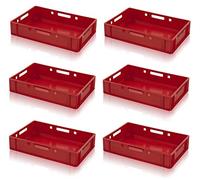 6 scatole per carne E1 rosse, 60 x 40 x 12,5 cm, contenitore europeo incluso metro