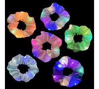 6 Scrunchies Capelli LED,Elastico multicolore Luce Fasce per Capelli Luminosi Supporto per Coda Cavallo per Donna Copricapo al Neon Halloween Natale Compleanno(6 colori)