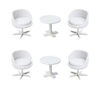 6 sedie in miniatura in scala 1:30, mini sedie e tavolo in plastica, mini schienale girevole, mobili in miniatura per mini accessori per la casa, ornamenti per scena di giardinaggio