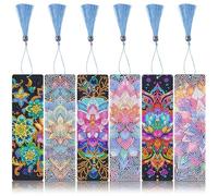 6 segnalibri per pittura con diamantini, kit per pittura con numeri, 5D fai da te con mandala Diamond Painting, segnalibro fai da te per studente, laurea, regalo di compleanno e marcatura laterale