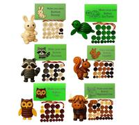 6 set Christmas Button Ornament Craft Kit - Highland Cow Bunny Owl Raccoon Turtle Squirrel | Craft Buttons For Crafting - Make Your Own Decorations | Hanging Ornaments For The Home Bedroom Window