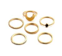 6 Set di Anelli per articolazione Che impilano Le Bande Midi al di sopra degli Anelli Comuni Punk Finger Tip, Gold Stylish And Popular Fashion Processing