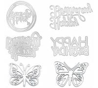 6 Set di fustelle per la fabbricazione di carte, Accfore Happy Birthday taglio Dies Card Making Supplies DIY Die Cutters Card Making Die Stencils per Scrapbooking