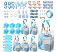 6 set di premi per baby shower per vincitori del gioco baby shower bomboniere regali tra cui fascia spazzola per capelli scatola gioielli con braccialetto specchio soffio polvere cravatta capelli