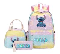 (6) Set di zaini Stitch da 3 pezzi, multitasche, casual, da viaggio, per adolescenti, di alta qualitÃ .