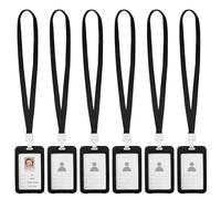 6 Set Porta Badge ID con Finestre Bifacciali Custodia Verticale in Plastica Rigida Custodia Protettiva con Cordino per Carte Nere per Ufficio Scuola Carte d'Credito Carte Chiave di Prossimità e Pass