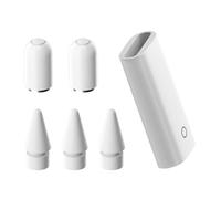 6 Set Punte Ricambio Compatibile con Apple Pencil 1st Generazione, 2 Tappo Magnetico Antismarrimento, 3 Punta Alta Sensibilità, 1 Adattatore Ricarica Lightning per iPad, Punta Accessori, Bianco