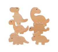 6 Set Wooden Dinosaur Drawer Knobs with Screws and Adhesive Cute Cabinet Pull for Kids' Dressers Cupboard Knobs Wooden Door Handles