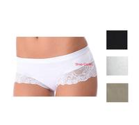 6 Sexy Slip Short Culotte Mutandina Donna Nero Bianco Con Pizzo Merletto Cotone