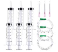 6 siringhe da 50 ml (60 ml) con ago siringa con tubo, confezionate singolarmente, ideali per laboratorio, alimentazione degli animali, irrigazione delle piante, industria
