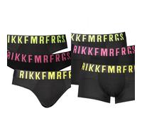 6 SLIP BOXER NERO UOMO BIKKEMBERGS ELASTICO FLUO COTONE ELASTICIZZATO MUTANDE