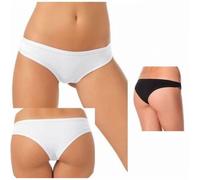 6 slip brasiliana da donna ragazza JADEA 502 bianco nero cotone elasticizzato
