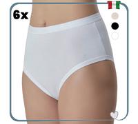 6 Slip Donna Cotone Elasticizzato Culotte Vita Alta Mutande Coulotte Nero M