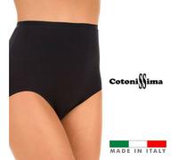 6 Slip Donna Cotone Elasticizzato Culotte Vita Alta Mutande Coulotte Nero M