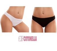 N.6 SLIP DONNA COTONELLA art.3165 A VITA BASSA COTONE ELASTICIZZATO BIANCO/NERO