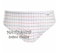 6 Slip Uomo CIELLEGI 1501 Fondo Bianco Disegno a Quadri 100% Cotone Makò