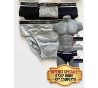 6 Slip Uomo GIAN MARCO VENTURI Mutande Cotone Elastico Completo GMV Assortiti