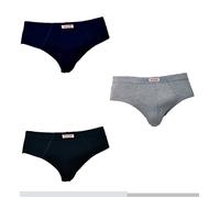 PRIMAL N. 6 Slip Uomo in Cotone BIELASTICO Soft Elastico RIBATTUTO Tinta Unita Assortito (Nero,Blu e Grigio)