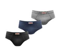 PRIMAL N. 6 Slip Uomo in Cotone BIELASTICO Soft Elastico RIBATTUTO Tinta Unita Assortito (Nero,Blu e Grigio)