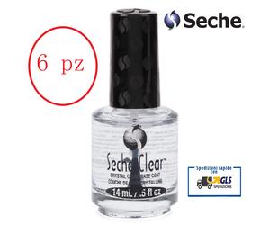 6 SMALTO UNGHIE MANICURE ANTIGIALLO SECHE CRYSTAL CLEAR BASE TRASPARENTE 14ML