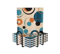 6 sottobicchieri con supporto, sottobicchieri in ceramica per tipi di tazze, sottobicchieri a cerchi di metà secolo per bevande, protezione da tavolo, sottobicchieri assorbenti per tavolino da caffè,