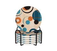 6 sottobicchieri con supporto, sottobicchieri in ceramica per tipi di tazze, sottobicchieri a cerchi di metà secolo per bevande, protezione da tavolo, sottobicchieri assorbenti per tavolino da caffè,