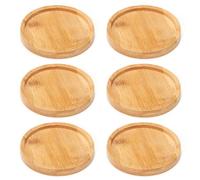 6 Sottobicchieri in Legno, Portacandele, Vassoi per Candele Rotondi, Accessori Decorativi per Battesimo (Colore Legno)