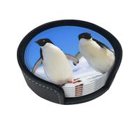 6 sottobicchieri in pelle con motivo pinguino, con supporto, per ufficio, cucina, sala da pranzo, soggiorno, 9,9 cm