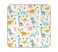 6 sottobicchieri in pelle in microfibra, set di sottobicchieri decorativi per ristoranti, tovagliette quadrate per la maggior parte delle tazze, motivo: dinosauro dei cartoni animati