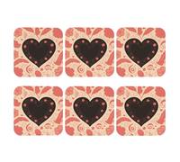 6 sottobicchieri in pelle per bevande, sottobicchieri per biglietti di San Valentino per protezione da tavolo, sottobicchieri per tazze da 10,2 cm, per tavolino da caffè, tappetino antiscivolo per