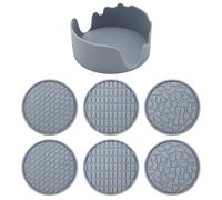 6 Sottobicchieri in silicone: Sottobicchiere per bevande in silicone, sottobicchieri per tavolini da caffè, parole rotonde in silicone, 6 pezzi, sottobicchieri, isolati, bevande