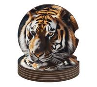 6 sottobicchieri per auto per portabicchieri antiscivolo assorbenti per auto sottobicchiere rimovibile con animali selvatici tigre portabicchieri sottobicchiere per donne uomini accessori interni auto