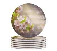 6 sottobicchieri per bevande a forma di primavera e fiore con base in sughero, sottobicchieri rotondi per tazze, tappetino di protezione da tavolo per vari tipi di tazze