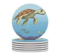 6 sottobicchieri per bevande alla ricerca di tartarughe marine sottobicchieri in ceramica con base in sughero sottobicchieri assorbenti set sottobicchieri rotondi tappetino di protezione da tavolo per