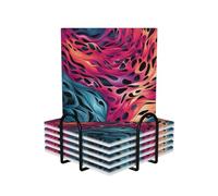 6 sottobicchieri per bevande con supporto, sottobicchieri in ceramica per tipi di tazze, sottobicchieri colorati leopardati per bevande protezione da tavolo, sottobicchieri assorbenti per tavolino da