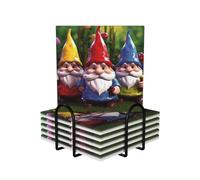 6 sottobicchieri per bevande con supporto, sottobicchieri in ceramica per tipi di tazze, sottobicchieri colorati con gnomi per bevande, protezione da tavolo, sottobicchieri assorbenti per tavolino da