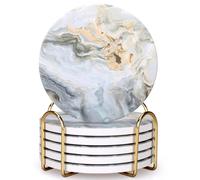 6 sottobicchieri Rotondi in Ceramica Verde con Supporto: Moderni, Decorativi, Versatili, Pronti Come Regalo(03,11cm)